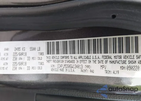 2016 Jeep Cherokee Limited z USA, uszkodzony, nr VIN 1C4PJMDS0GW134013